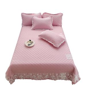 新款床盖四件套绗缝床单蕾丝床裙三件套四季通用款榻榻米加厚大号