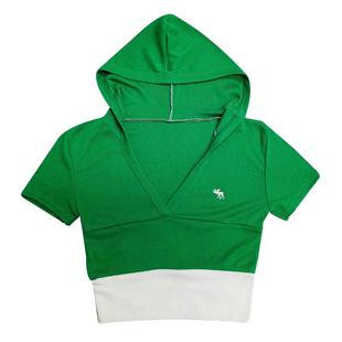 成人V领爵士舞上衣短袖露脐甜辣jazz跳舞穿搭kpop舞蹈服装修身