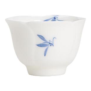 圭隐堂纯手绘蝴蝶兰花陶瓷茶杯家用单个主人杯小号品茗杯功夫茶具