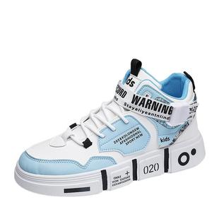 冬季男鞋初中高中学生高帮板鞋男款青少年休闲运动鞋大童加绒棉鞋