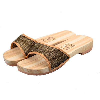 无漆防滑坡跟民族风元真木拖鞋