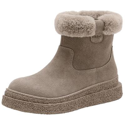 星期六厚底雪地靴女2025新款秋冬加绒加厚短靴保暖防滑勃肯鞋棉鞋