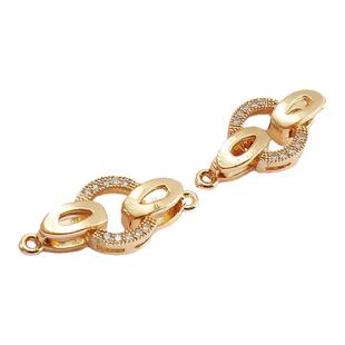 14k铜包金保色10mm圆形镶锆石卡扣吊坠项链链接扣收尾扣diy珍珠扣