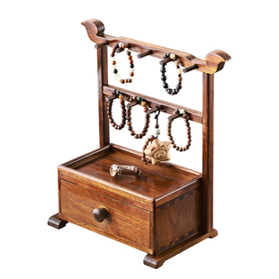 异丽实木玄关收纳盒挂钥匙托盘摆件门口文玩置物架首饰手串展示架