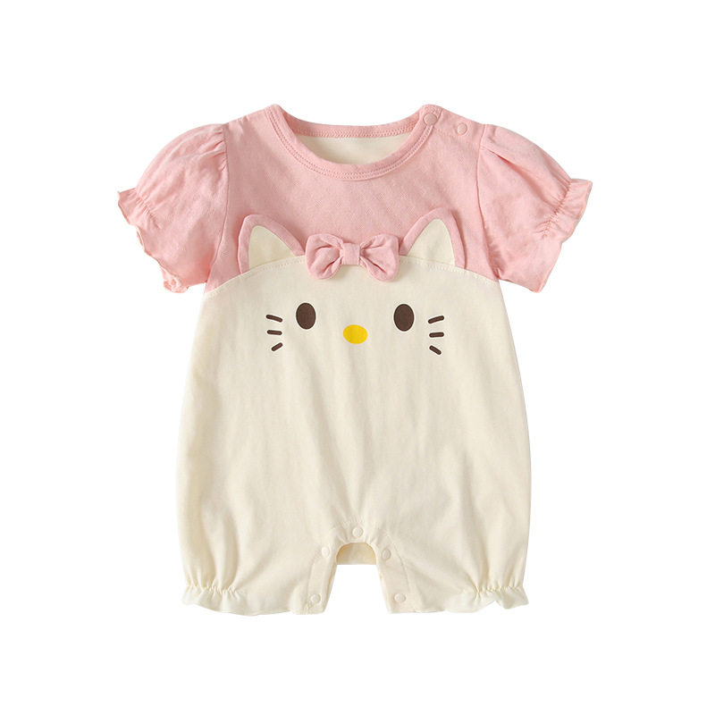 夏季婴幼儿连体衣女宝宝短袖爬服薄款衣服棉质超萌女童夏装外出服