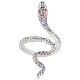 微镶锆石蛇形戒指女小众开口可调节设计感食指戒网红夸张惊艳指环