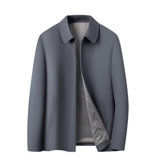商务行政夹克男士常规翻领拉链中年男装2026新款上班公务休闲夹克