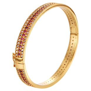 SUKEEW/酥可 当红不让·点钻红宝排钻三排造型闪动时尚蔷薇手镯女