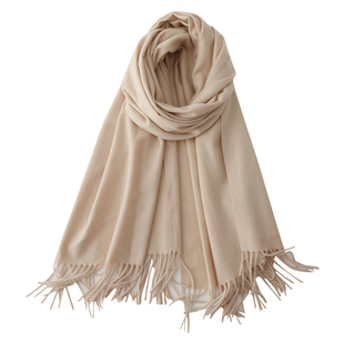 秋冬羊绒围巾男女披肩两用百搭大红纯色超长加厚羊毛围脖定制LOGO