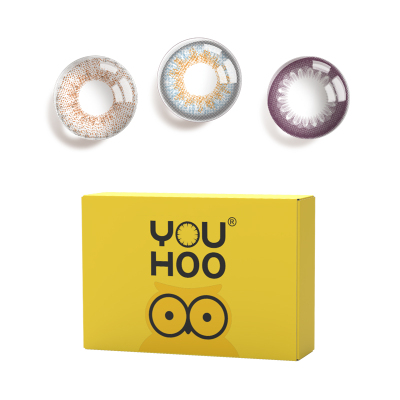 【限时清仓】youhoo美瞳季抛小黄盒2片直径自然彩色隐形眼镜近视