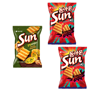 好丽友sun太阳玉米片薯片蒜烤面包辣味休闲海伦斯同款韩国零食品