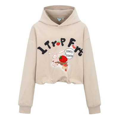 THEA买手店1TROP FORT25秋冬新款奇幻农场短款连帽卫衣草莓女休闲