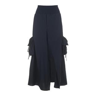 wana try开衩工装超柔软轻薄藏青色半身裙2026夏季新款女款长裙