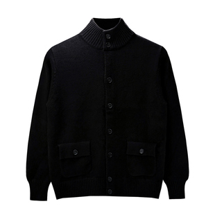 老钱风男装休闲复古立领毛衣外套男冬季新款高级商务男士针织开衫