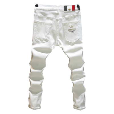 欧货轻奢休闲牛仔裤男白色长裤