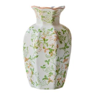 中古风青花瓷花瓶高级感复古陶瓷花瓶客厅插花装饰品玄关鲜花瓶