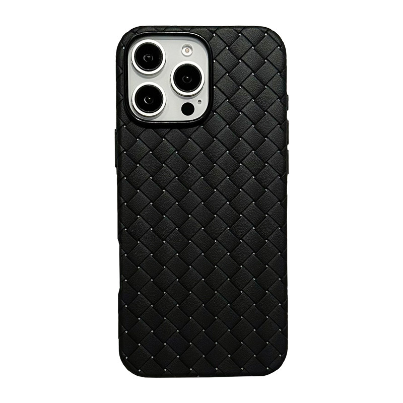 商务编织纹适用苹果16plus手机壳iPhone16pro散热透气17promax超薄15纯色13p高级感12全包11防