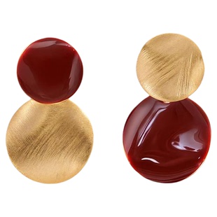 复古港风红色耳钉2026新款爆款高级感气质大气设计感耳饰女方圆脸