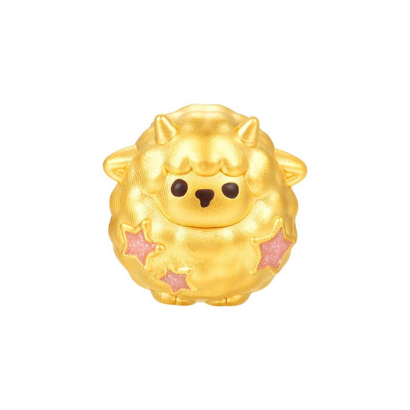 明牌珠宝羊羊星愿硬金转运珠 黄金生肖羊年足金萌羊串珠AFP1669