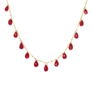 若华珠宝流星雨=满天星鸽血红宝石项链女18K金彩宝锁骨链吊坠礼物
