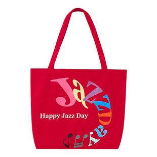 CryingCenterJazzDay环形音场红色通勤彩色字母印花帆布包