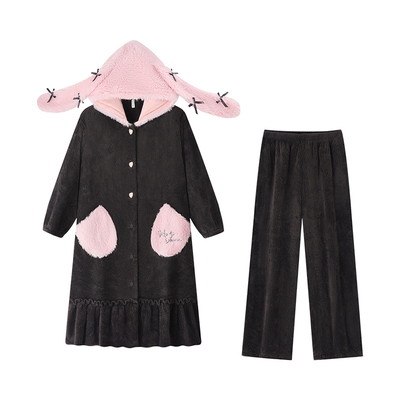 BE珊瑚绒甜美睡袍冬套装女新品