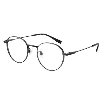 明月斐乐近视眼镜女圆框黑框素颜光学眼镜可配近视超轻钛合金D01F