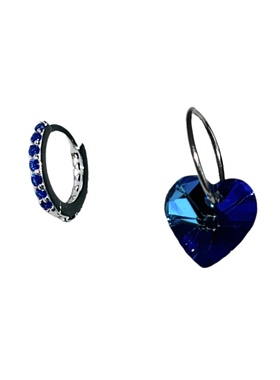 深蓝色锆石爱心蝴蝶耳环耳骨钉