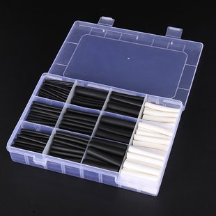 300PCS盒装 热缩管无卤黑PE热缩热缩管白色套管2倍热缩管套收缩