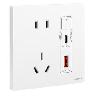 罗格朗USB插座Type A+C特快充45W苹果华为86型超快面板银灰金黑色