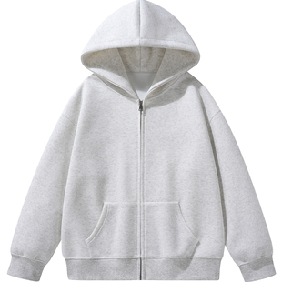 春秋加绒加厚500g克重磅连帽卫衣拉链开衫外套男女春秋季上衣