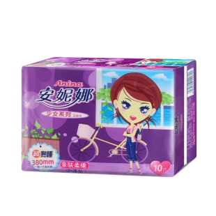 安妮娜卫生巾超熟睡加厚380mm姨妈巾棉柔夜用超长卫生巾整箱组合