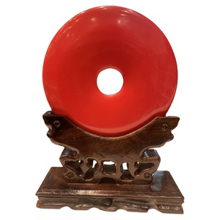 保真朱砂红砂平安扣大摆件支持验货送同款底座家中饰品玄关办公室