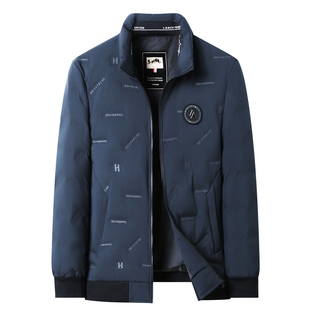 皮尔卡丹正品白鸭绒羽绒服男短款冬季加厚保暖夹克时尚百搭外套男