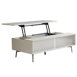 【品牌秒杀】全友家居现代简约升降茶几小户型客厅长方形玻璃茶几