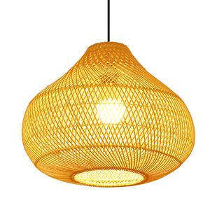 新中式竹编灯竹艺灯餐厅禅意藤编灯罩火锅店茶室乡村民宿竹编吊灯