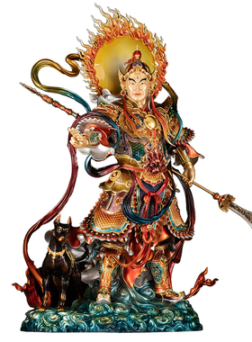黄铜二郎神杨戬神像中式客厅摆件