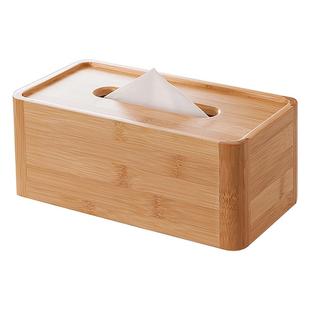 创意纸巾盒家用客厅餐厅茶几桌面餐巾纸收纳盒卧室竹木抽纸盒简约