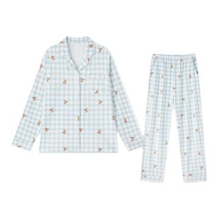 泰迪熊纯棉睡衣女款春带胸垫夏季长袖夏天家居服可外穿2026新款夏