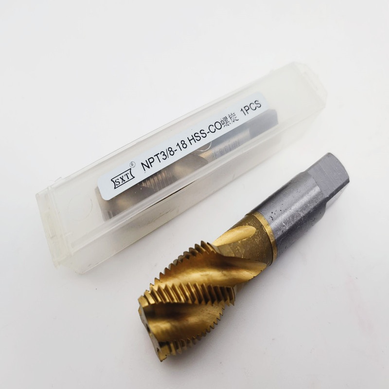 含钴管螺纹丝锥HSSCO高速钢镀钛螺旋槽丝攻G1/4 ZG3/8 NPT RC