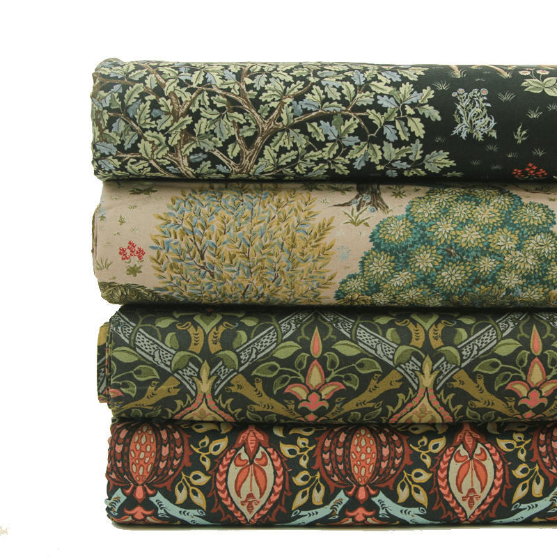 莫里斯大花卷草拼布手工日本进口棉布印花服装布料DIY有轮50*55cm