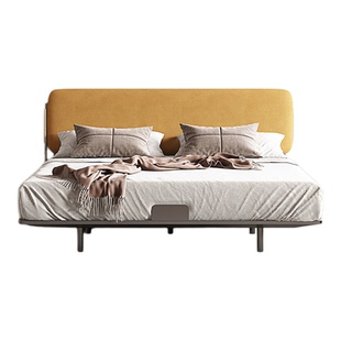 铁艺床碳素钢悬浮床现代简约小户型猫爪布艺双人主卧薄床头架子床
