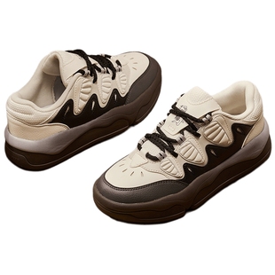 乔丹奶盖鞋板鞋2025冬季新品女时尚复古厚底鞋增高运动休闲面包鞋