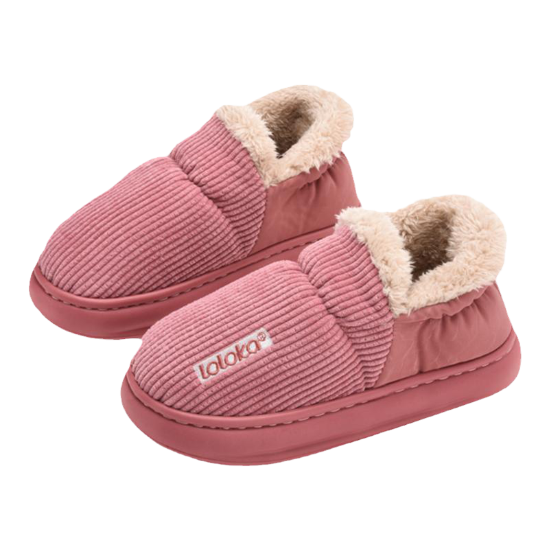 路路佳棉拖鞋包跟秋冬季中老年居家用厚底防滑室内加绒保暖棉鞋女