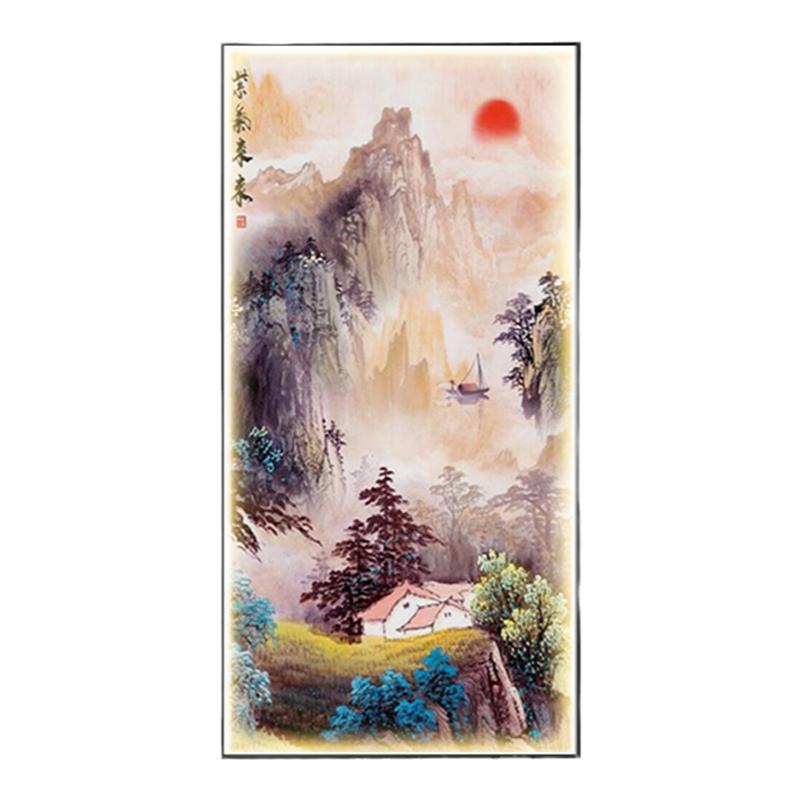 紫气东来玄关装饰画山水画新中式