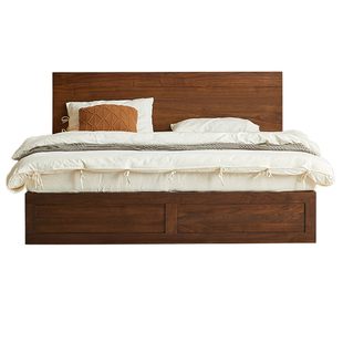 北美黑胡桃木储物床1.5米小户型全实木高箱床气压多功能1.8双人床