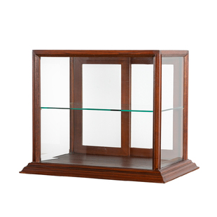 蘑菇空间双层柜复古实木玻璃柜手办陈列收纳柜子咖啡店甜品展示柜