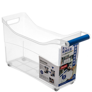 JEKO厨房收纳盒塑料杂物饮料手柄抽屉式带轮子透明储物整理收纳箱