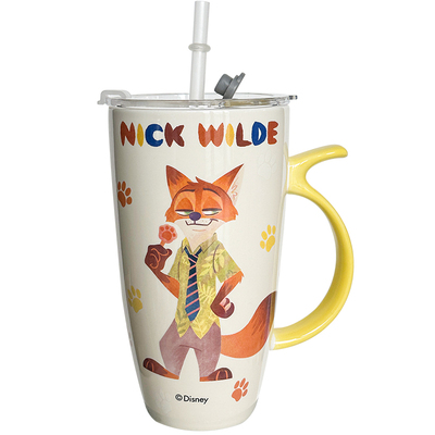 疯狂动物城联名陶瓷冰霸杯吸管杯