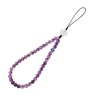 工料紫霞仙子原矿梦幻紫水晶手工原创中国风手机挂件挂绳手腕绳女